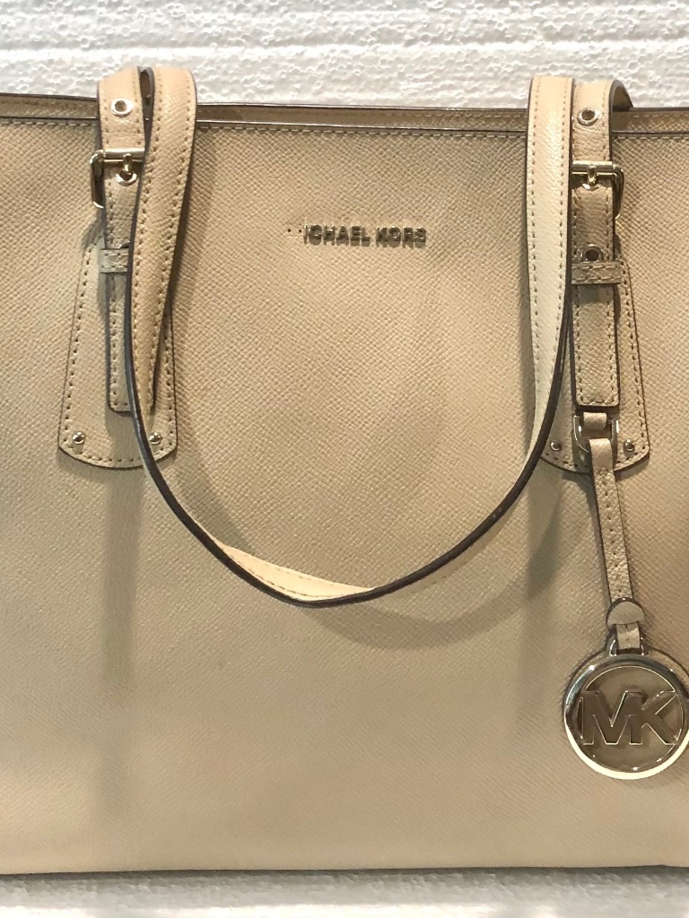 Large Michael Kors Beige Tote Handbag Purse
